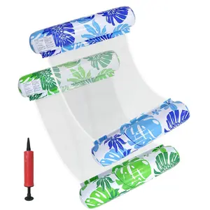 New Water Hammock with Inflatable Pump, Floating Leaf Hammock 4-In-1 Multi-Functional Pool Toy, Pool Raft Lounger Floats, Ideal for Adults