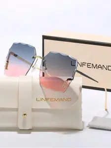 Women's Fashion Gradient Lens Glasses, Frameless Design, Rimless Sunglasses, Fashionable Sunglasses, Elegant Summer Party Wear, Perfect Holiday Gift for Her