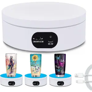 Turner Cup Rotating Display Stand for Epoxy Glitter Tumbler, 360  Automatic Mute, Motorized Rotation, 4.72*1.77in