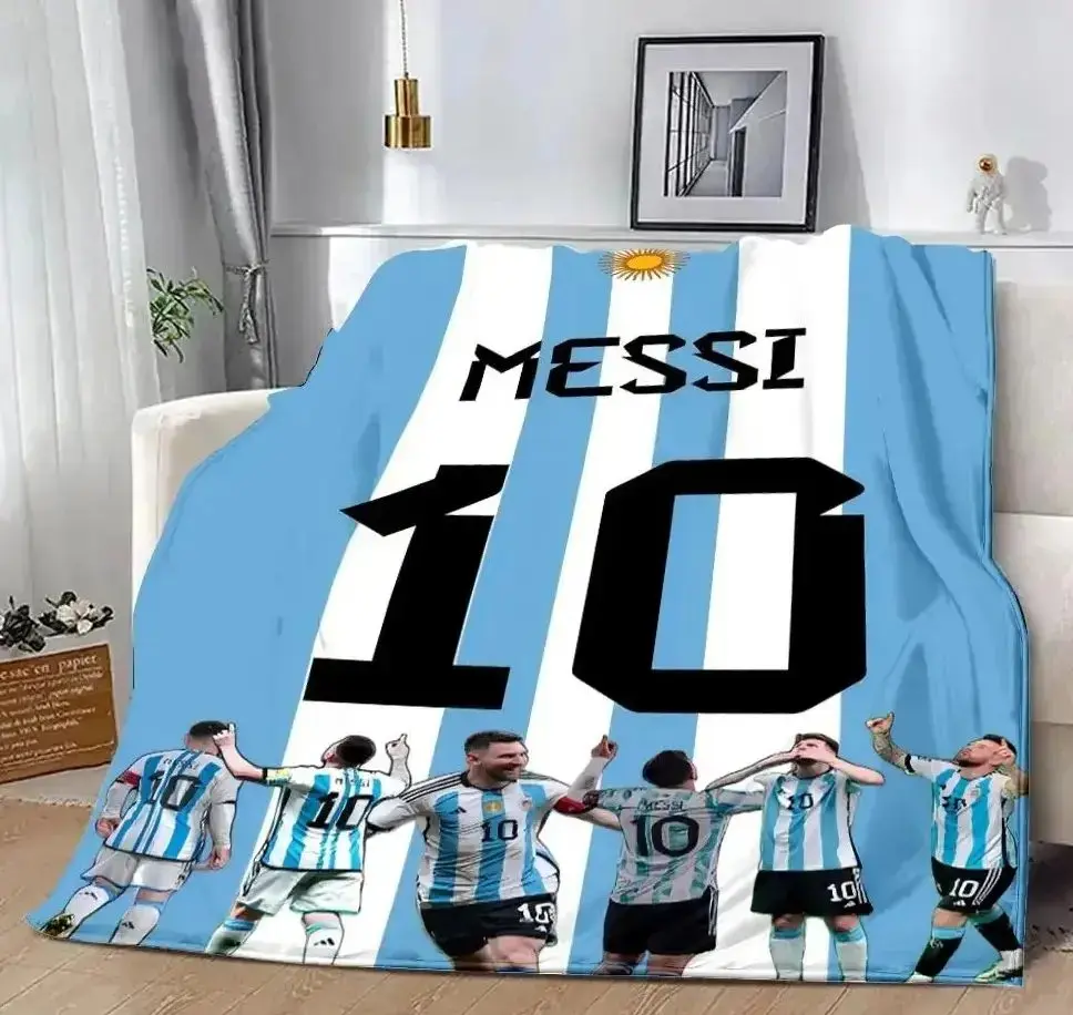 Messi Football Fans Blanket Lightweight Soft Flannel Blanket for Sofa Beds Living Rooms Suitable for Children Adults Birthday Holiday Party Halloween Gifts