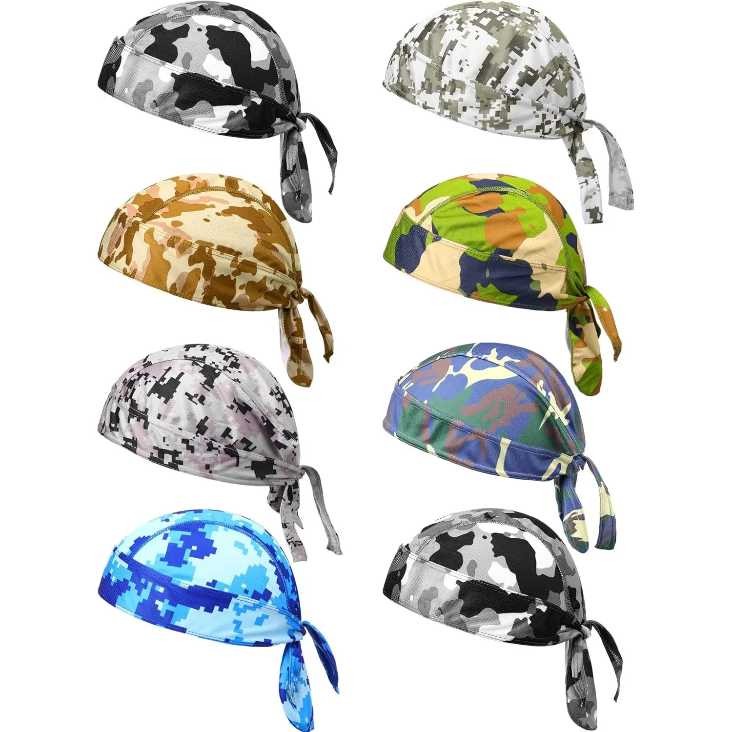 8 Pack Do Rag Skull Caps for Men Sweat Wicking Doo Rags Cooling Helmet Liner Cycling Motorcycle Bandana