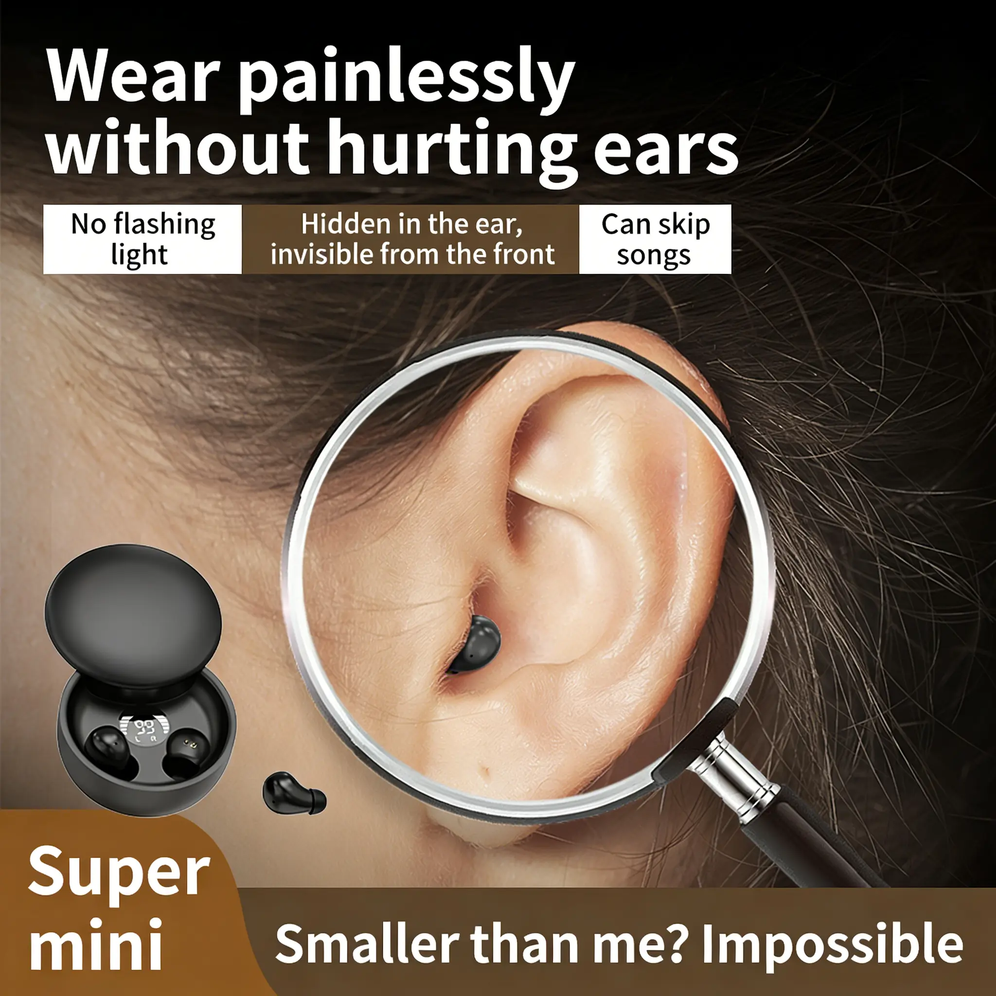 Mini Invisible Headphones Bluetooth 5.4 True Wireless In-Ear Earphones sport Audio Earbud audifonos bluetooth wireless headphones noise cancelling headphones gamingheadset ANC  Lightweight Magnetic  HiFi   Headphones headset silent party headphones music