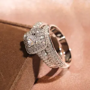 Moissanite Princess Cut Ring Size 4-11 |     D Color VVS1 Wedding Band, Hypoallergenic Sparkling Jewelry for Engagement, Anniversary, Gift