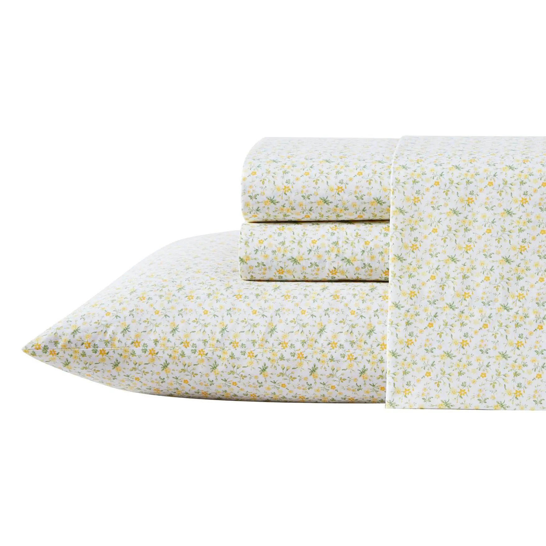 Laura Ashley Ev ie Yellow Cotto n Twin XL Sheet Set