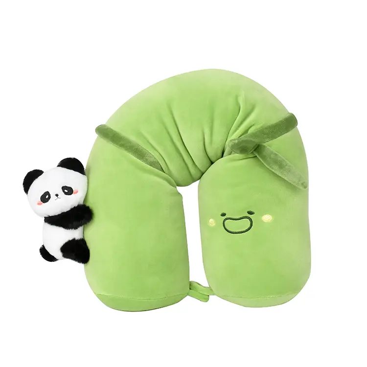 Travel Pillow With Panda and Bamboo Design, Cute Animal Neck Pillow Support U Shaped Cushion Plush Soft Rest Reading Pillow Sleeping Pillow for Airplane Train Car (Panda)