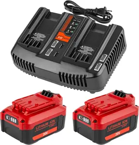 2Packs 20V 6.0Ah  and Charger Kit for Craftsman V-20  CMCB202 CMCB204 CMCB206 CMCB205 with Dual Port CMCB104  Charger for Craftsman 20V  Set