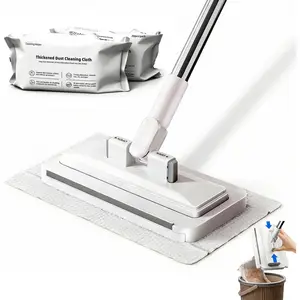 Snap Grip Mini Extendable Microfiber Mop - 55" Long Handled Telescopic Handle Wet/Dry Mop for Tight Corners, Hardwood & Marble Floors, Pet Hair Removal, 2 Reusable Microfiber Pads & 1 Disposable Pad, Extendable Microfiber Mops, Long Handled Mops