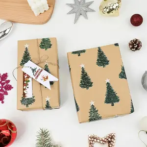 Festive Christmas Wrapping Paper with Tree Design, Perfect for Holiday Gift Wrapping & Party Decor, Gift Decoration, Size 17" X 118.1 Inches