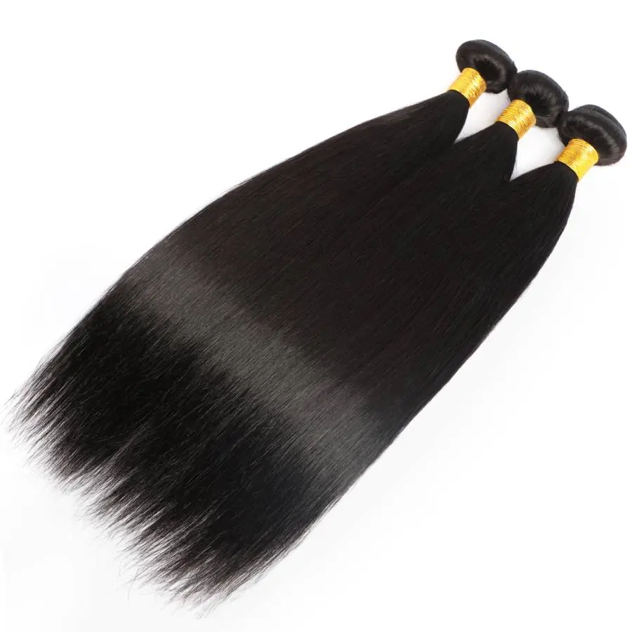 Straight Human Hair Bundles Brazilian Hair Bundles for Quick Weave Natural Black Color Traditional Sew in Extension 12A Unprocessed Human Hair 100% Tangle-free Re-wearable 1 3 4 Bundles sohochic