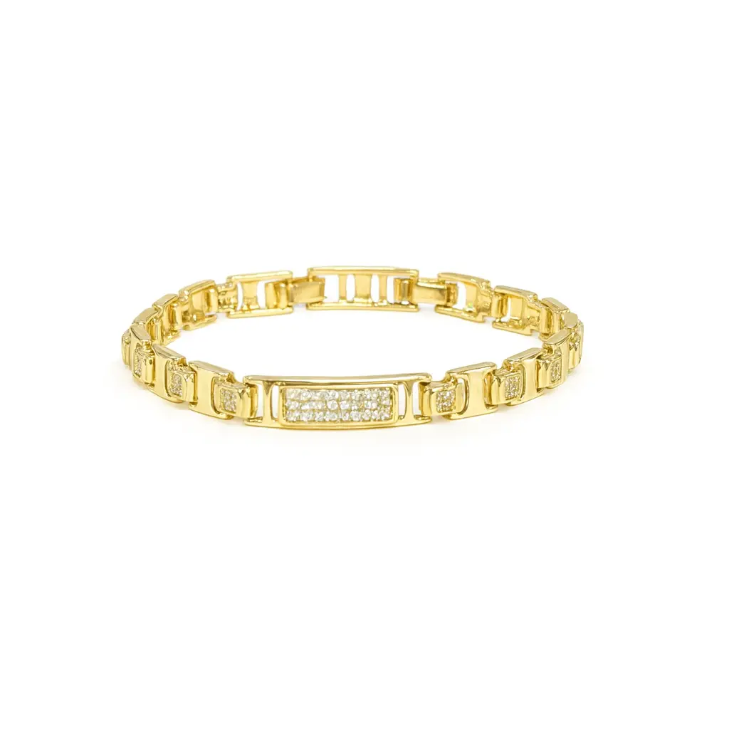 Didiray Watch-Style Bracelet 14k Gold Plated Durable Metal Plating Modern Design for Everyday Wear Various Sizes 7-7 1/2 Inches