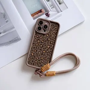High Bamboo Phone Case Cover + Wrist Strap, Leopard Print Tpu Anti-Drop Soft Shell, Fits iPhone 11/12/13/14 Pro Max/15 Pro/16 Plus/17/17 Pro Max