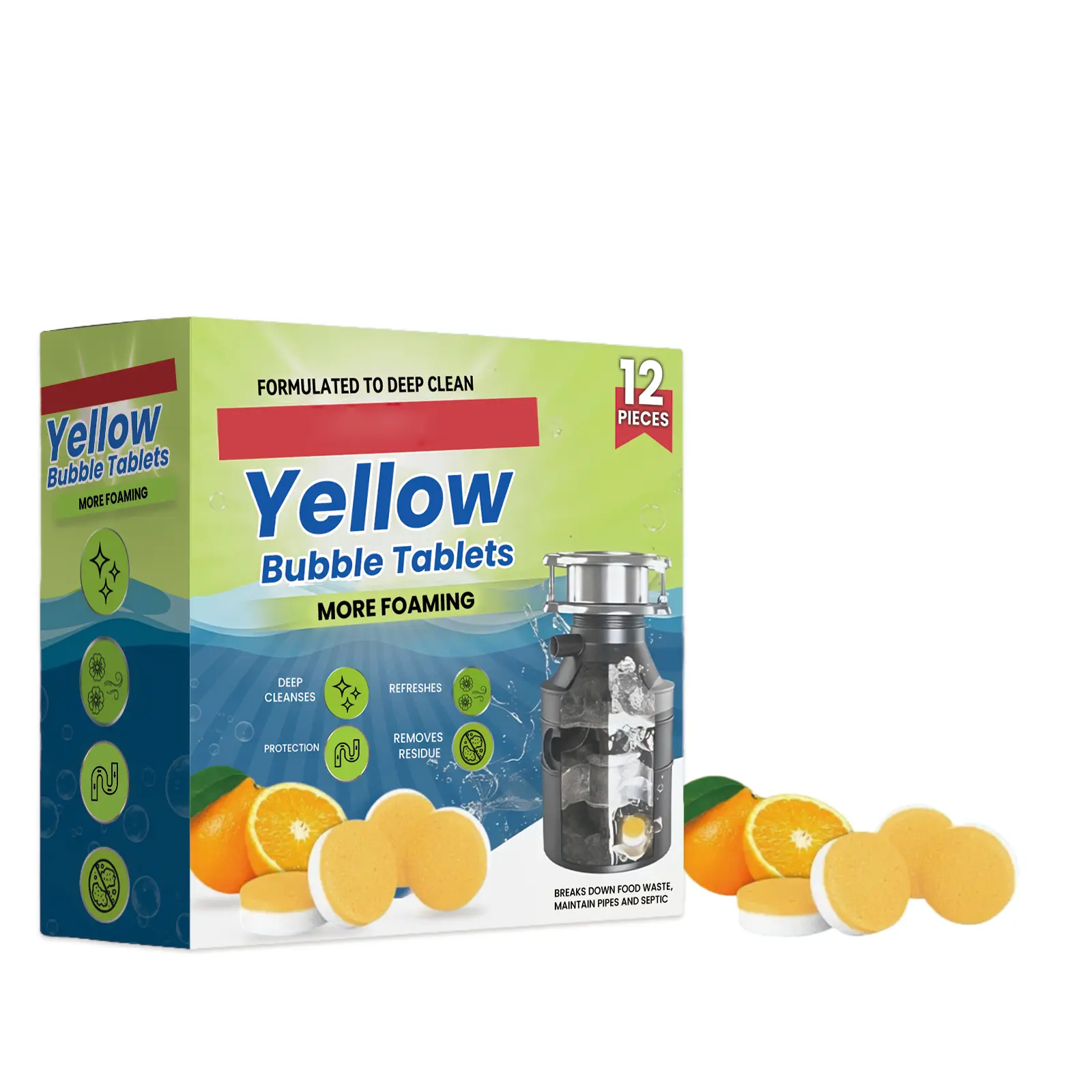 Drain Cleaning Tablets, Dissolves Hair Grease Blockages, Sink Bathtub Sewer Drain Clog Remover, Multi-Purpose Pipe Unclogger Maintenance, Household Plumbing Care Supplies