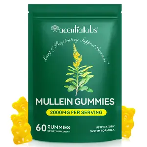 Acentiallabs Mullein Gummies 2000MG Per Serving Lung & Respiratory Support Gummies 60 Gummies Dietary Supplement for Adults Healthcare Vitamin