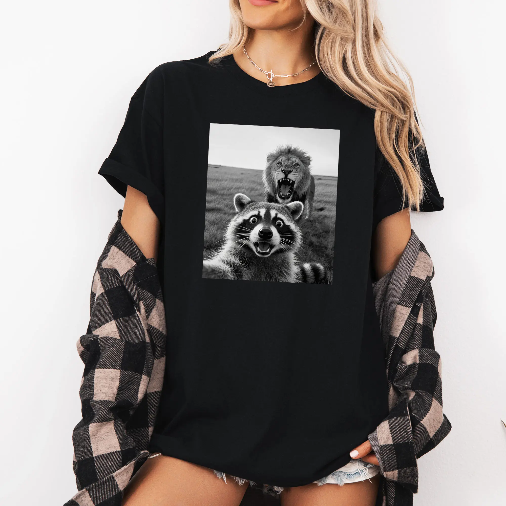Raccoon Tiger DTF Graphic T-Shirt and Sweathisrt, Relax Fit, Soft Print