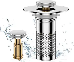 Upgrade Bathroom Sink Stopper 1.06"-1.50", Universal Bathroom Sink Drain Pop Up Stopper for US Bathroom Sink Stainless Steel Floor Drain Filter, U.S. Standard Universal Drain Filter