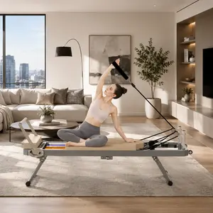SAVEYOUR Pilates Reformer Machine for Home Workout – Foldable Core Bed, 11 Resistance Settings, Double Resistance Springs, Commercial Quality Aluminum Frame, Black Fitness Equipment
