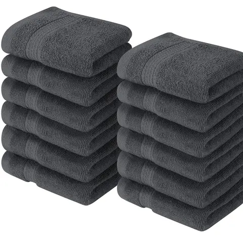 12 Pack Premium 100% Cotton Ring Spun Wash Cloths Set (12x12 in) - Highly Absorbs, Superabsorbent, Bulk Absorbent Washcloths for Bathroom, Body Care Tool, Bathroom Accessories