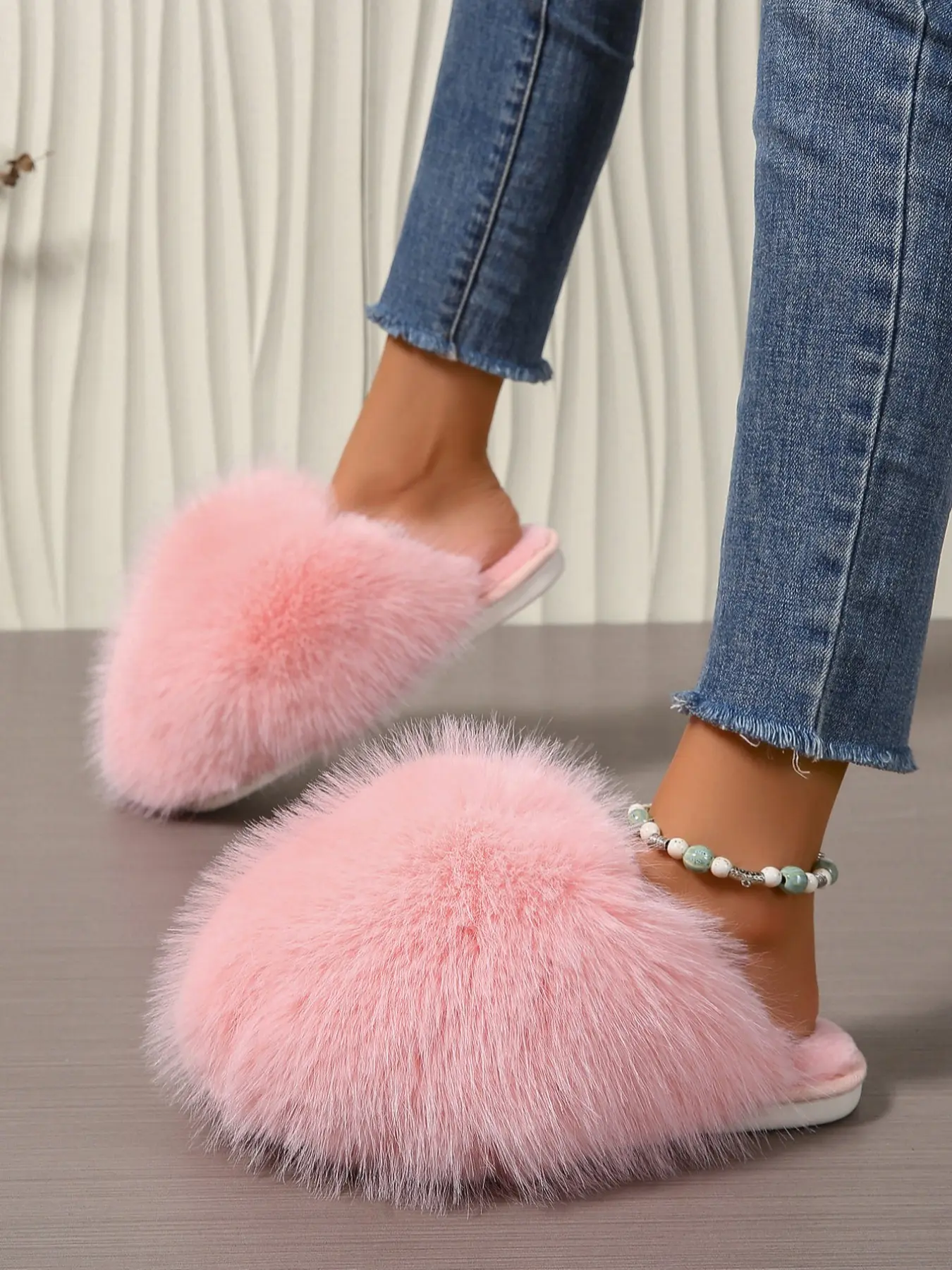 Women's Casual Plush Slippers, Fluffy Home Slippers, House Shoes, Comfortable Indoor Shoes, Soft Design, Perfect for Home Use, Fashionable Women's Footwear