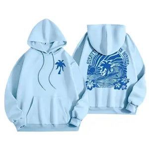 Pam Puff Hoodie Printed Blue Unisex Oversized Hoodie, Cozy Casual Pullover for Men & Women
