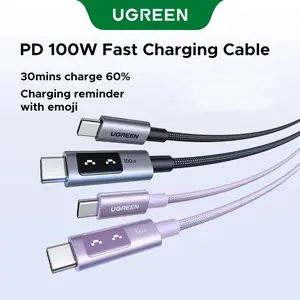 UGREEN Uno 100W  type  c Fast Charging Cable, with LED Display for iPhone 17 16/15 Plus/15 Pro Max, MacBook Pro/Air, Galaxy S24 Ultra,TikTokShopSpringGlowUp,Greenish