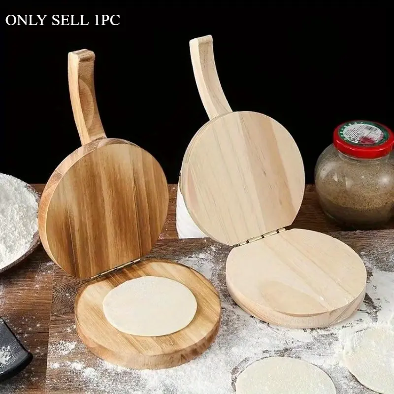 1pc, Tortilla Press, Wooden Tortilla Maker, Quesadilla Maker, Dumplings Skin Press, Burger Press Mold With Handle, Patty Maker Mould, Dough Press, Kitchen Gadgets, Utensils, Cooking Tools, Household Cooking Gadget
