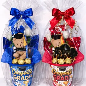 Graduation Gifts - Graduation bear Themed Basket with Plush, Lollipops, and Graduation Accessories for Milestone Celebrations