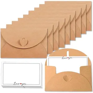 40 Pack Mini Envelopes with Heart Shaped Clasp, Small  Paper Envelopes with Love You Card Cards with Blank Cards for Business Card for  Weddings Party Favors (4.1 x 2.8 inch)