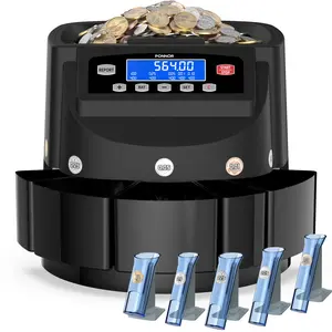 PONNOR Coin Counter Machine Sorter Change and Wrapper Roller Counting Organizer Sorts up to 300 Coins Per Minute Automatically Sorts and Batches
