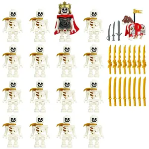16pcs/set Cartoon Style Skull Character Mini Brick Action Figures, Cartoon Bricks Mini Action Toy Figures, Customized Mini figures Building Blocks