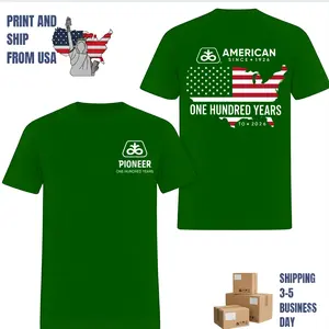 Pioneer Seed One Hundred Years American Heritage T-Shirt, 2 Sides, Since 1926 Patriotic Agriculture Anniversary, Corn Farmer Gift For Men