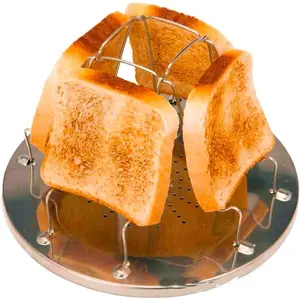 Camping Toaster for Gas Stove – 4-Slice Stainless Steel Stovetop Bread Toast Rack for Outdoor Cooking, Hiking, BBQ, and Picnics – Compact and Portable Camp Stove Toaster