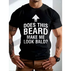COD Does This Man's Beard Make Me Look Bald Funny Bald Boy T-Shirt Cotton Beard Tee For Men Women 180 G Crew Neck Black S XXXL Casual Soft Streetwear Top
