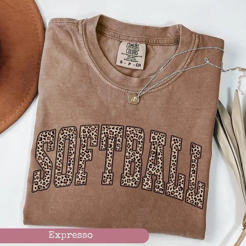 Comfort Colors Leopard Softball Shirt, Softball Shirt, Sport Shirts, Softball Gifts, Sports Tshirt, Tshirts For Softball Lover