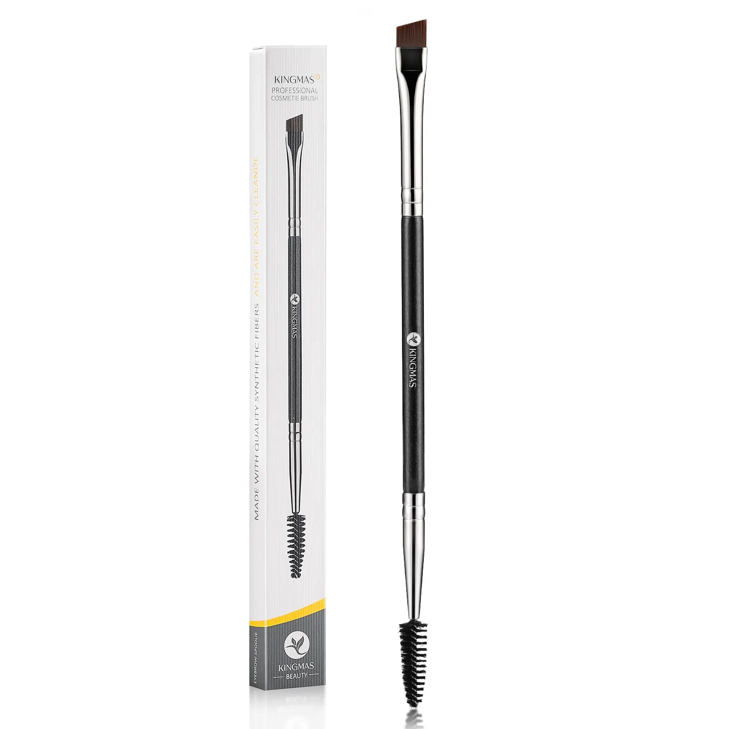 Eyebrow Brush, Professional Dual Angled Eye Brow Brush and Spoolie Brush Eyelash Comb Eyebrow Tool (Dark Brown)