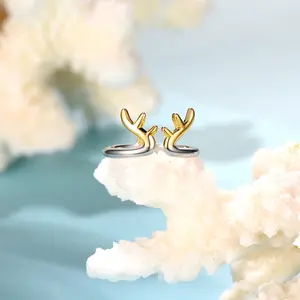 FindChic Antler Animal Adjustable Open Rings Dainty Cute Animal Rings for Teen Girls For Women Men Girlfriend Boyfriend Birthday Anniversary Wedding Women's Day Mother's Day Father's Day Christmas Holiday Gift