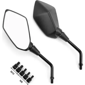 Universal Mirrors For Motorcycle, Convex Handlebar Rear Side Mirror with M8 M10 Bolt, Compatible With Bike,Scooter,ATV,UTV,Dirt Bike and More