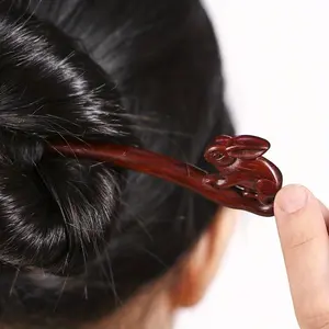 Easter Bunny Rabbit Shaped Hair Chopstick Vintage Hair Stick Wooden Hair Clip Updo Hanfu Hairpins Retro Headwear Carved Hair Accessories
