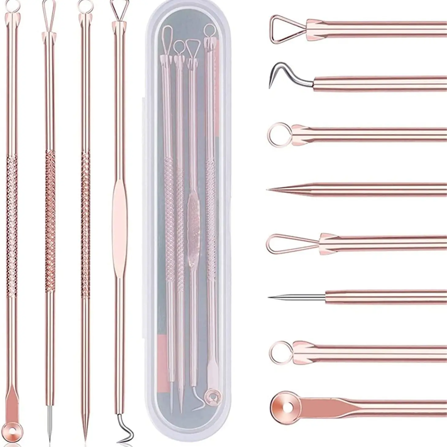 Blackhead Extraction Kit with Storage Case, 4 Counts Blackhead Extractor Tool, Professional Comedo Pimple Blemish Remover Skin Care Tool, Christmas G