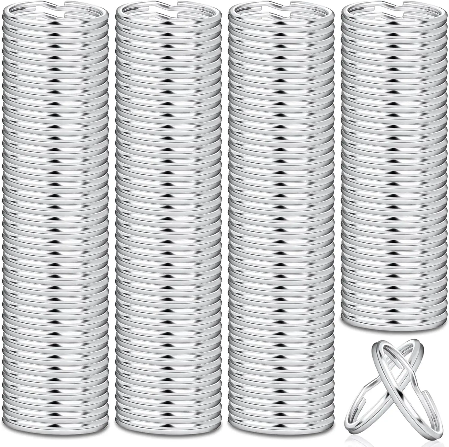 100 Pack Split Key Rings, 1 Inch Bulk Metal Key Rings for Keychains, Jewelry Making, DIY Crafts and Key Organization, Durable Steel Key Ring Set for Home, Office and Craft Projects