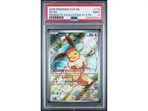 2025 Pokemon Scarlet and Violet Prismatic Evolutions Pokemon Center Elite Trainer Box Eevee #173 PSA 9