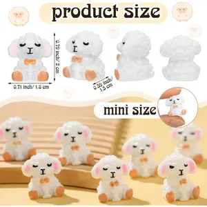 Suzile 50pcs Miniature Resin Sheep Figurines Mini White Sheep God Lamb with Cross Religious Animal Easter Decoration Christian Gift for First Communion Baptism Gifts Ornaments