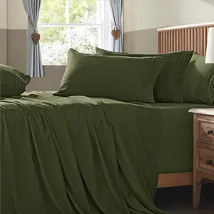 Extra Deep Pocket King Size Sheets Set, 6 Pieces Soft Olive Green Sheets 18-24 Inch Deep Pocket Bed Sheets, Hotel Luxury 1800 Thread Count Microfiber Bed Set Fits Ultra Deep Mattress