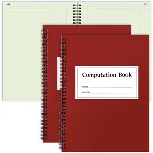 2 Pcs Computation Engineering Notebook for Drawings, Drafting, Planning, Engineering and Technical Applications, 4x4 Quad Ruled, 76 Sheets, 11-1/4 x 9-1/4 (Green)