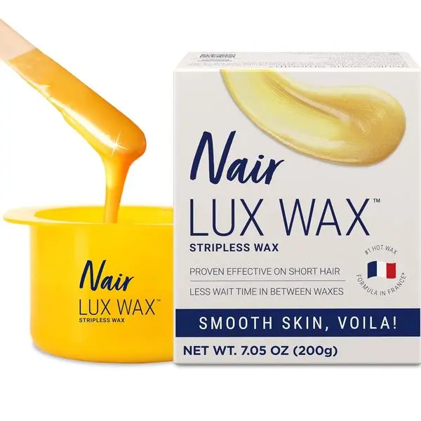 Nair Lux Wax Microwaveable Hot Waxing Kit for Women - Stripless Body Care Hair Removal, Smooth Results on Short Hair, for Legs/Bikinis/Underarms at Home, 1 Count, 7.05oz