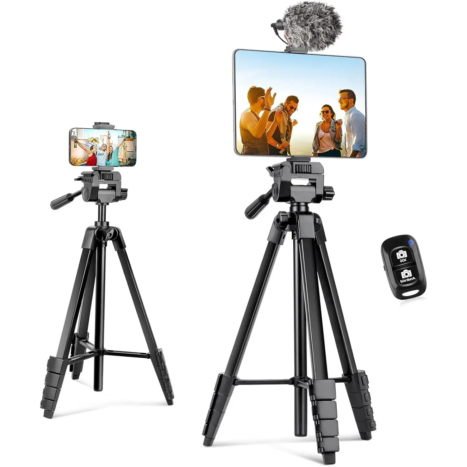 Phone Tripod Stand, 64" Extendable Cell Phone&Camera Tripod with  Remote and Phone Holder,  iPad Tripod for Video Recording/Selfies/Live Stream/Vlogging