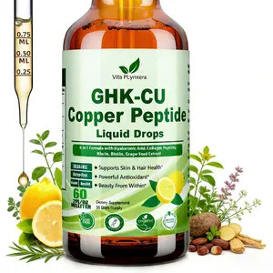 GHK-CU Peptide Supplement Liquid Drops, Premium 6-in-1 GHK CU Copper Peptides w. Marine Collagen Hyaluronic Acid Biotin for Anti-Aging, Skin Hair Growth Support, Oral DropsWomen Men