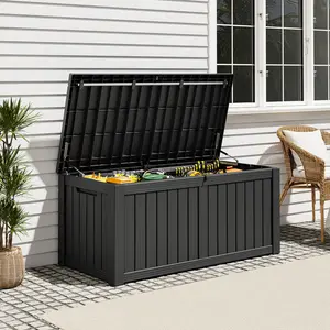 72/100/120-Gallon Storage Bin, Resin Material, Waterproof & UV-Resistant, Organizer for Garage, Warehouse, and Patio.Summervibes