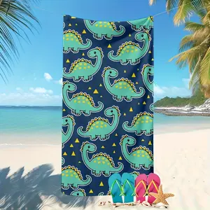 1 - Pack Beach Towel with Cartoon Dinosaur Patternlarge Quick- Hand Towels, Bath Towels, And Beach Towels, Sand And, Lightweight And Comfortable, Suitable for Surfing, Swimming And Yoga