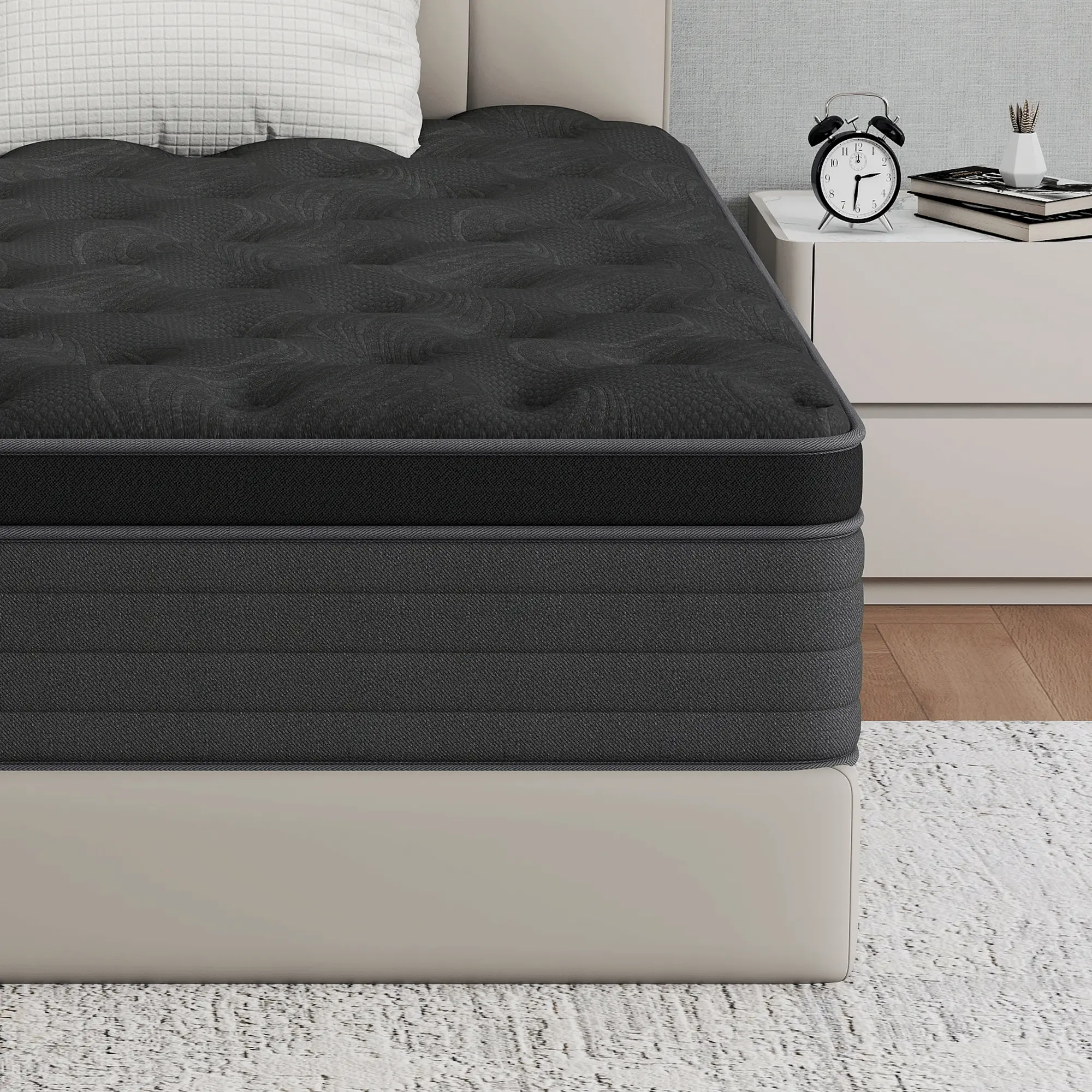 【summergarden】 12/14 Inch Firm Hybrid Queen Size Mattress in a Box, Strong Edge Support, Motion Isolation, with 7-Zones Pocket Springs, Fiberglass-Free, Pressure Relief, CertiPUR-US