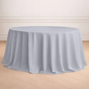 Polyester 132" Round Tablecloth Silver - Seamless Chic Table Cover